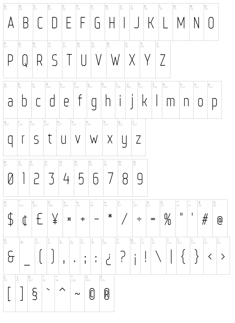 Web Serveroff font map